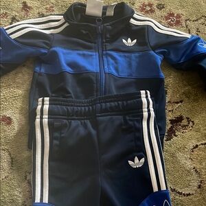 Adidas Blue Sweatpants with White Stripes